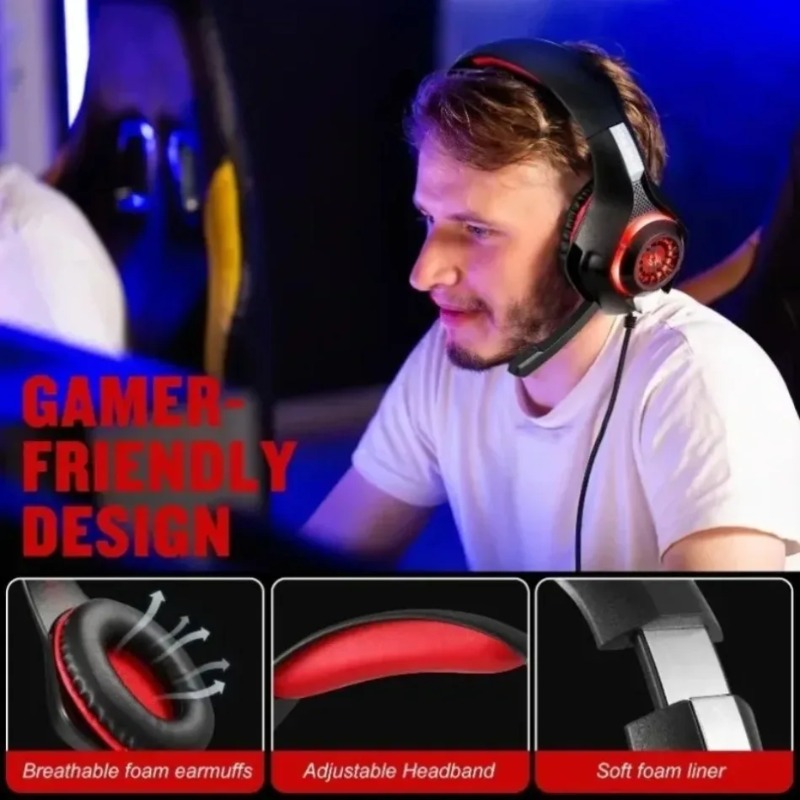 Gaming Headset With Mic Rgb - Проводная игровая гарнитура с шумоподавлением, микрофоном,