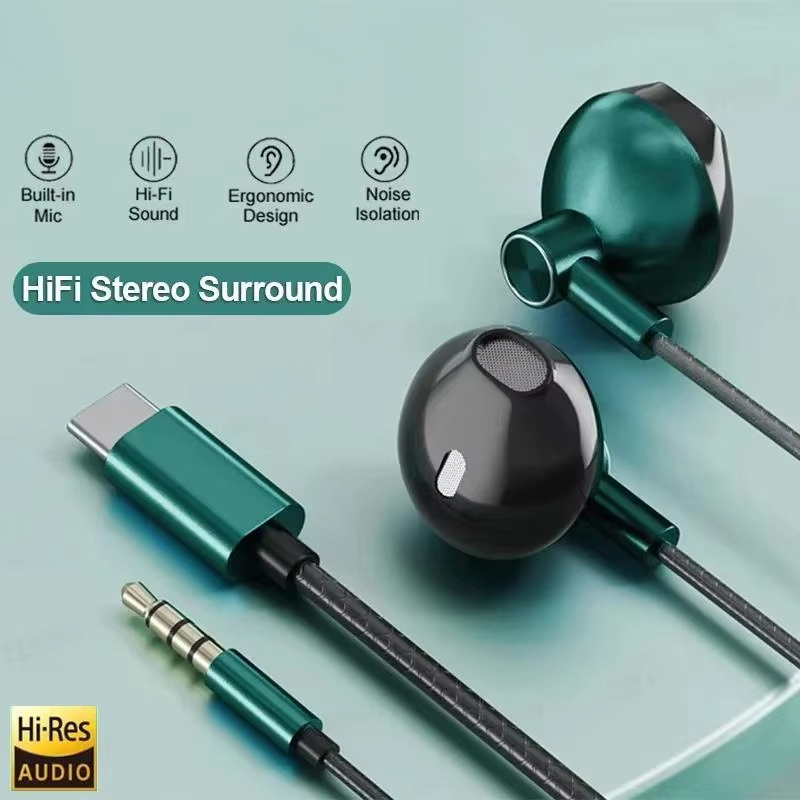 Type C Wired Earphones With Mic - Тип C 3,5 мм HIFI стерео