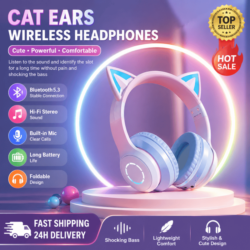 Cat Ear Bluetooth Headset Led - Новые бестселлеры: беспроводные Bluetooth-наушники с RGB-подсветкой,