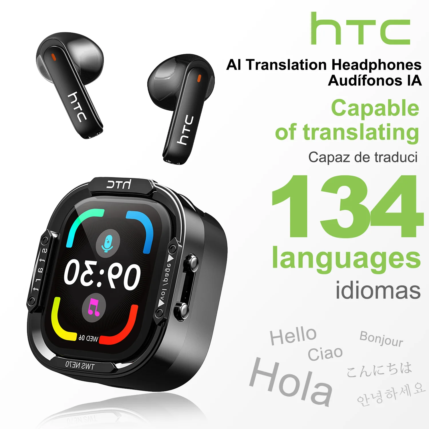 Type C Wired Earphones With Mic - Наушники HTC NE70 Bluetooth V6.0, беспроводные