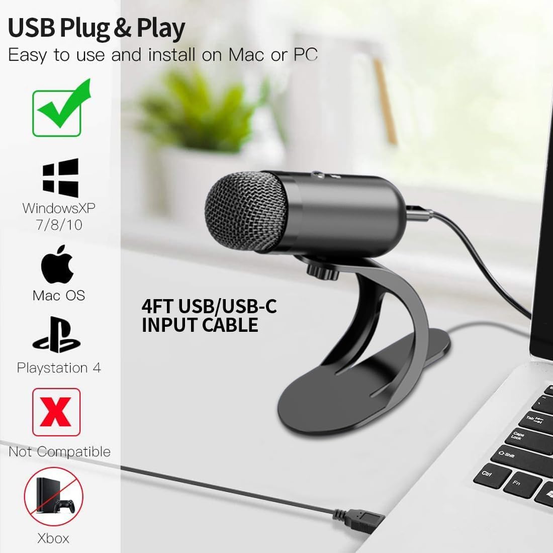 Tablets - Профессиональный USB-микрофон, конденсаторный микрофон для конференций,
