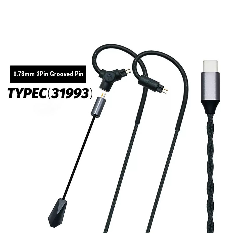 Type C Wired Earphones With Mic - Кабель для игровых наушников 0.78 QDC