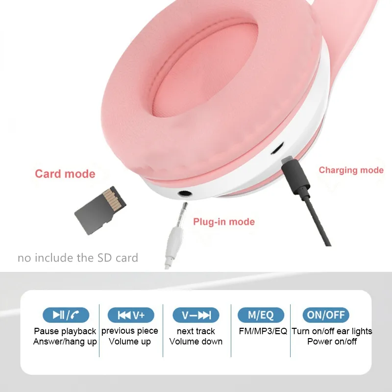 Новейшие беспроводные наушники – обзор и цена Cat Ear Bluetooth Headset Led