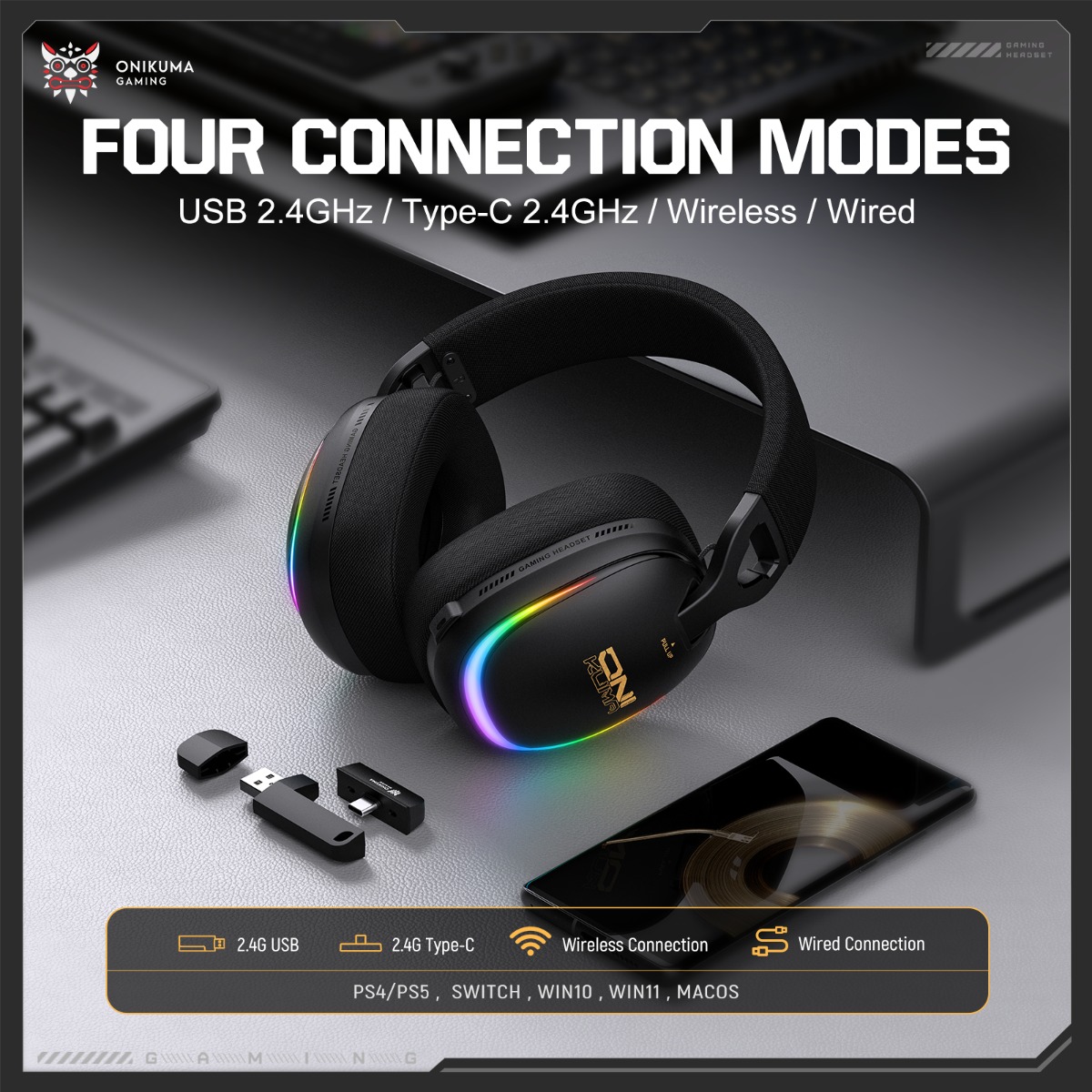 ONIKUMA GT805 – беспроводная и – обзор и цена Gaming Headset With Mic Rgb