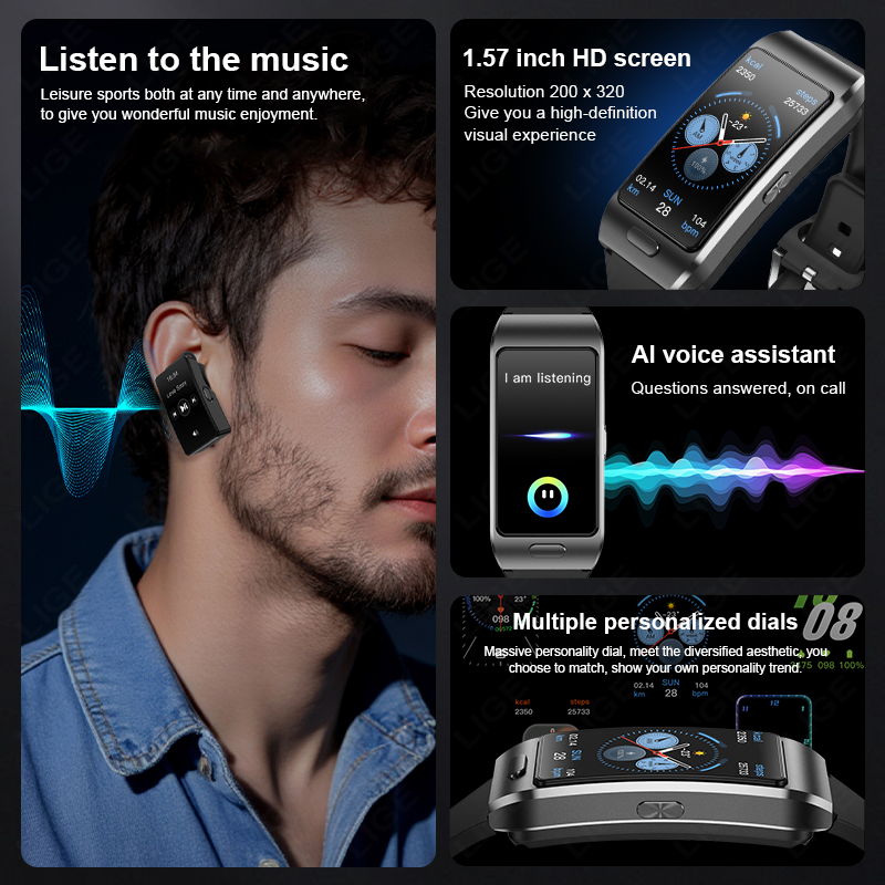 Новые умные часы LIGE с наушни – обзор и цена Tws Earbuds Bluetooth 5.3
