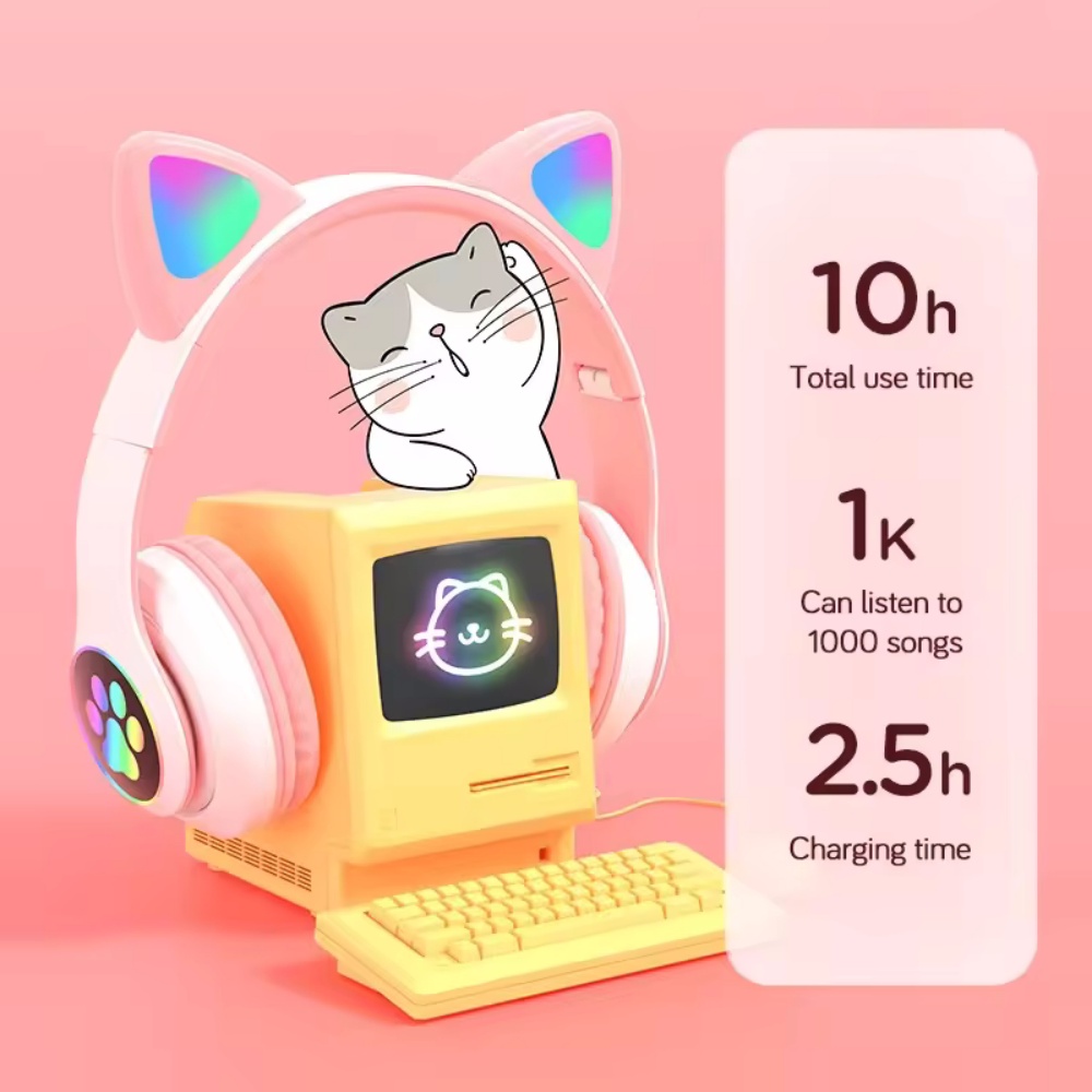 Беспроводная гарнитура с милым – обзор и цена Cat Ear Bluetooth Headset Led