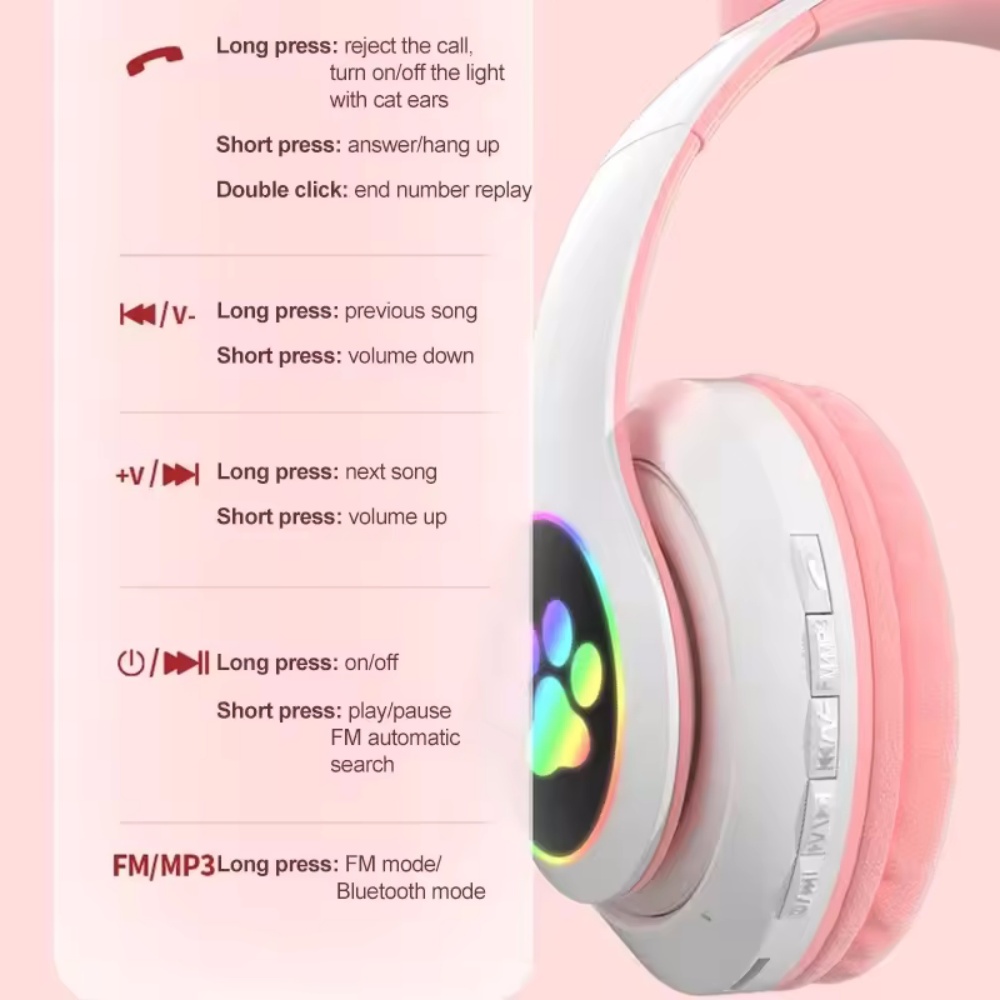 Беспроводная гарнитура с милым – обзор и цена Cat Ear Bluetooth Headset Led